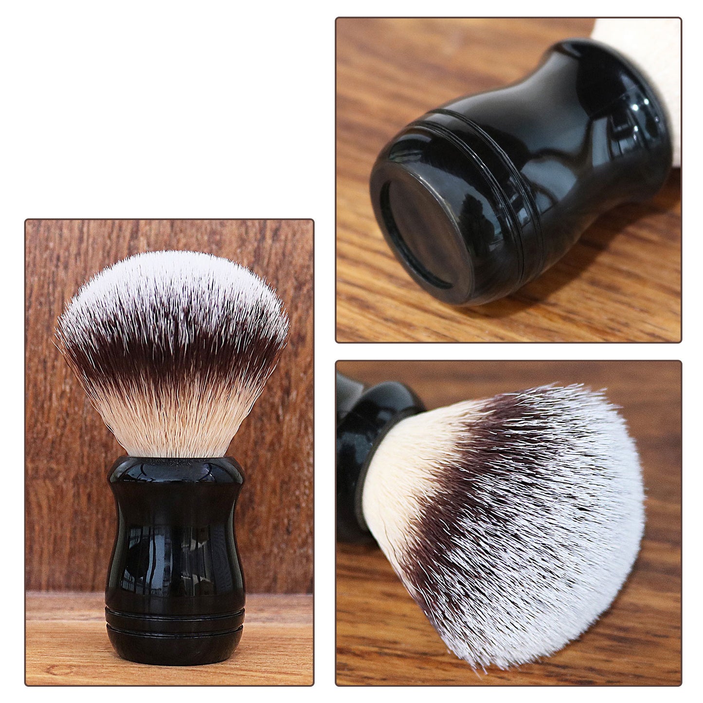 GG Shaving Brush|Nylon Hair|Black Acrylic Handle|Double line
