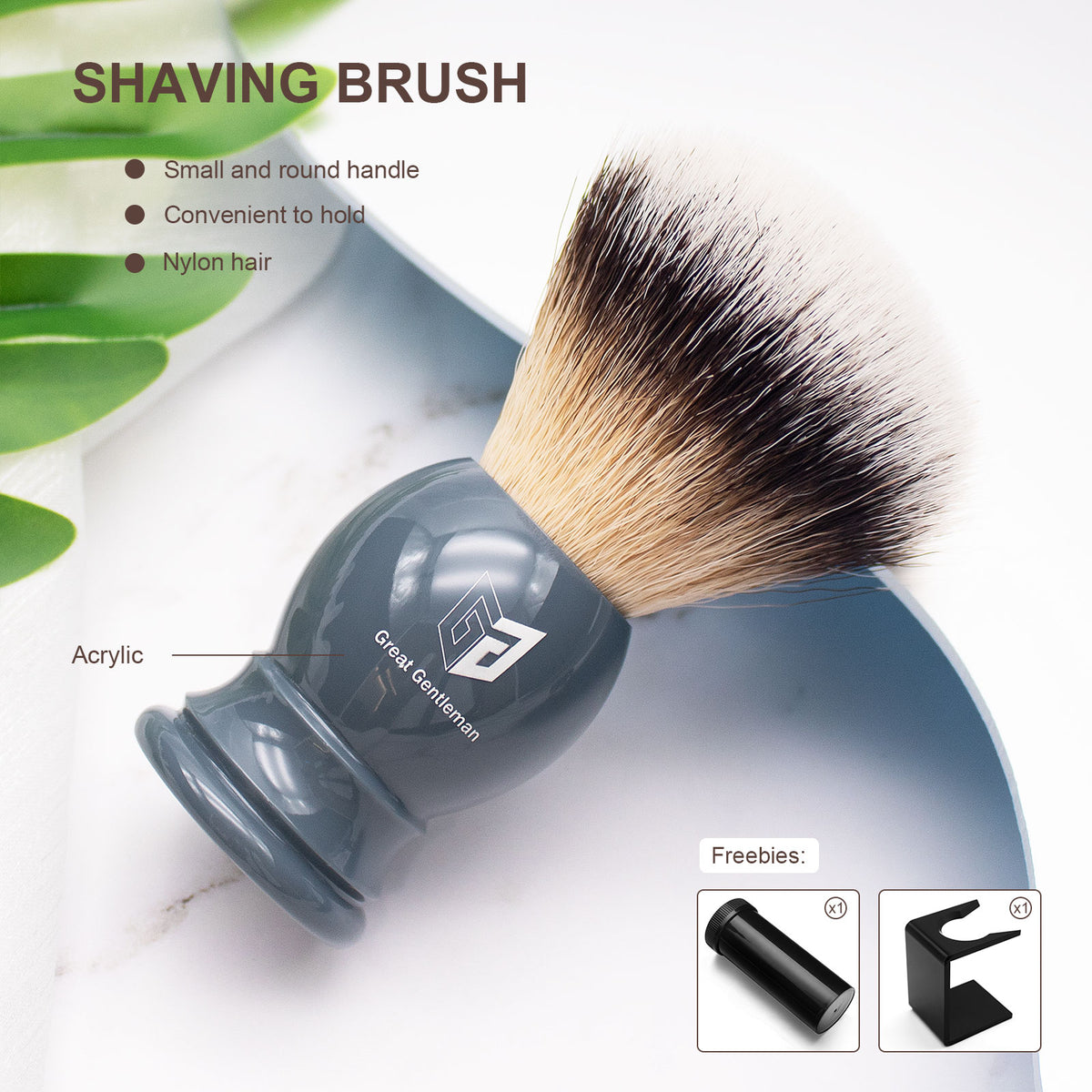 GG Shaving Brush｜Nylon Hair｜Grey Acrylic Handle