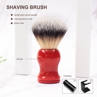GG Shaving Brush｜Nylon Hair｜Red Acrylic Handle｜Double Bottom