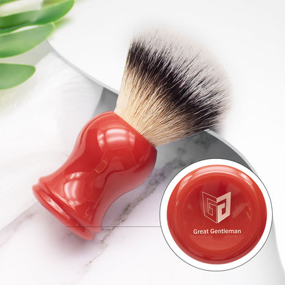 GG Shaving Brush｜Nylon Hair｜Red Acrylic Handle｜Double Bottom