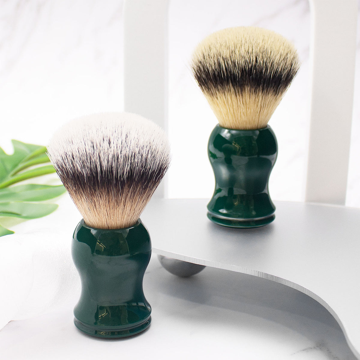 GG Shaving Brush｜Nylon Hair｜Green Acrylic Handle｜Double Bottom