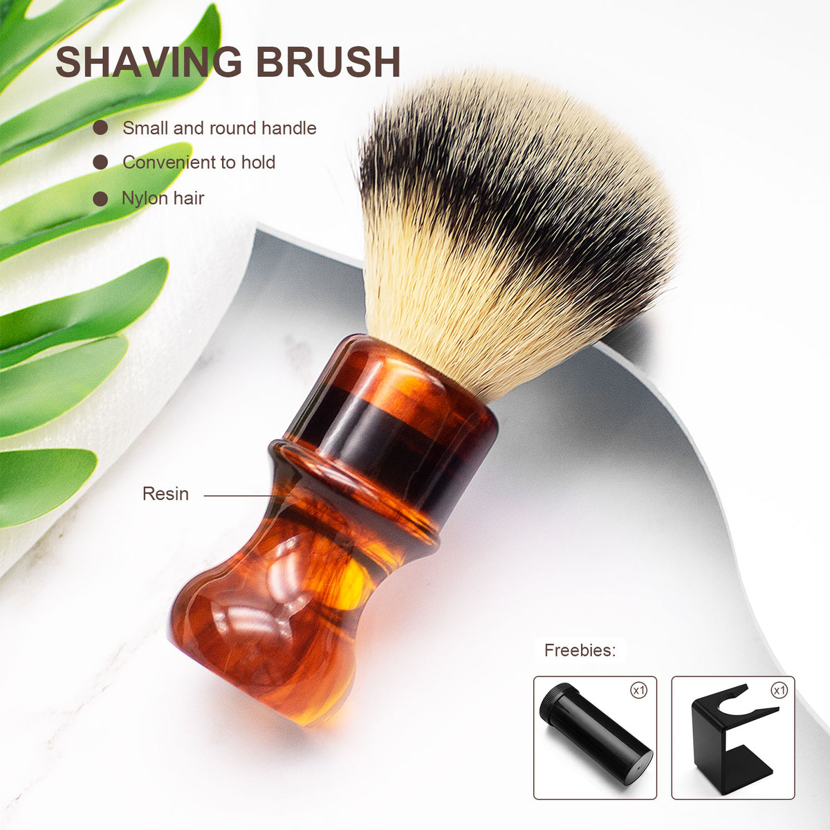 GG Shaving Brush｜Nylon Hair｜Resin Handle｜Marble 的副本