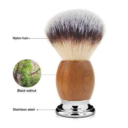 GG Shaving Brush｜Nylon Hair｜Black Walunt+Stainless Steel Handle