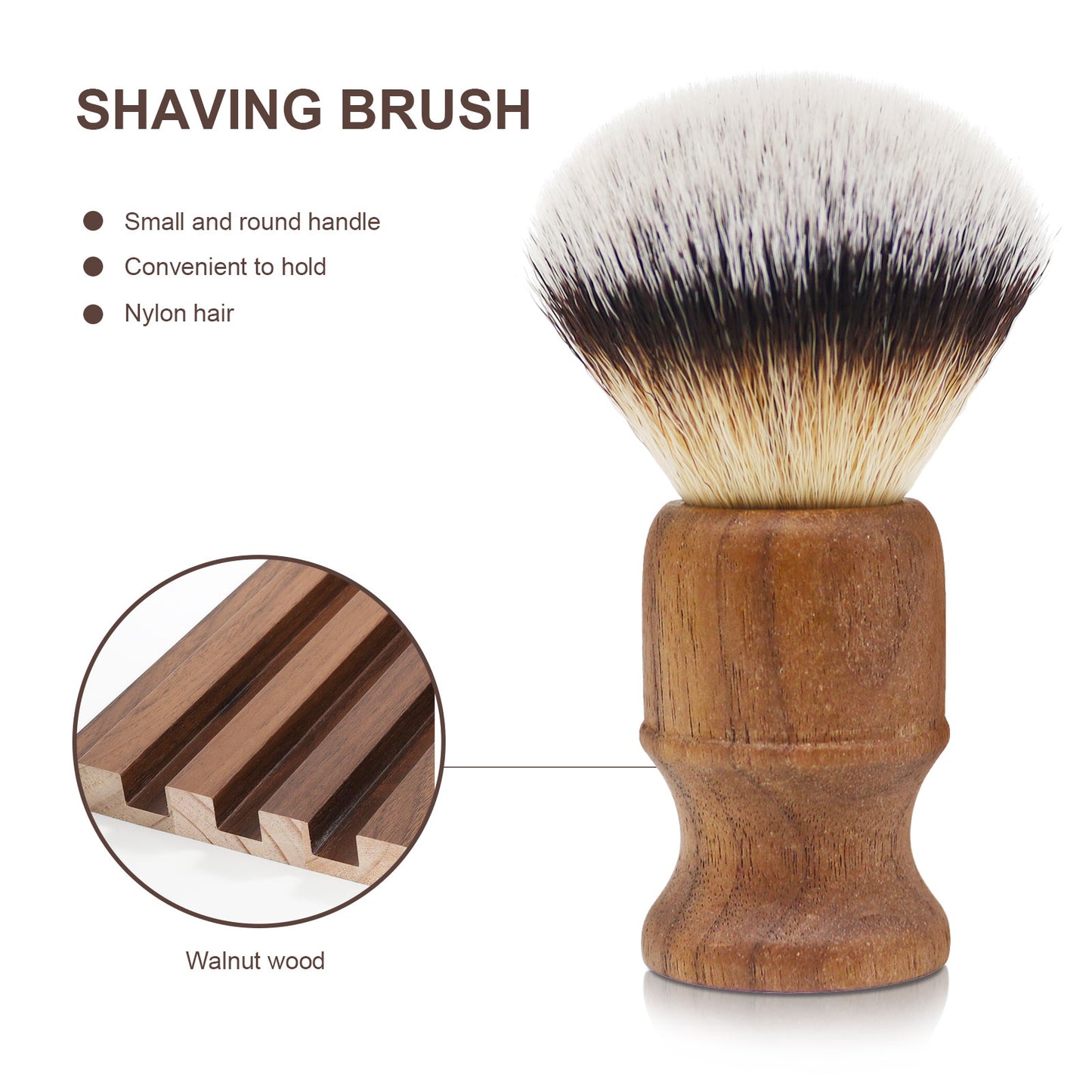 GG Shaving Brush｜Nylon Hair｜Walunt wood Handle