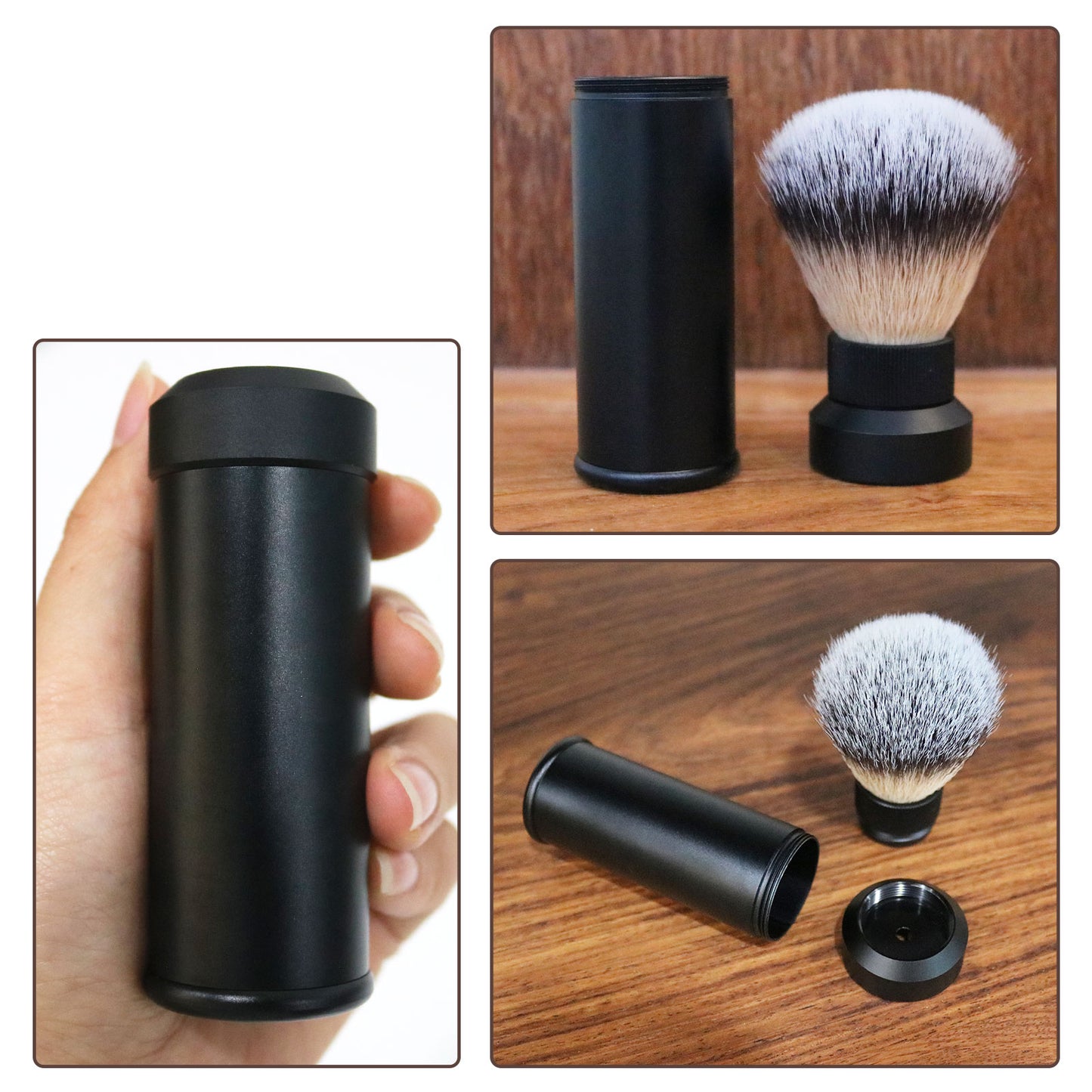 GG Shaving Brush｜Portable｜Nylon Hair｜Black Aluminum Alloy Handle