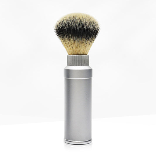 GG Shaving Brush｜Portable｜Nylon Hair｜Silver Aluminum Alloy Handle