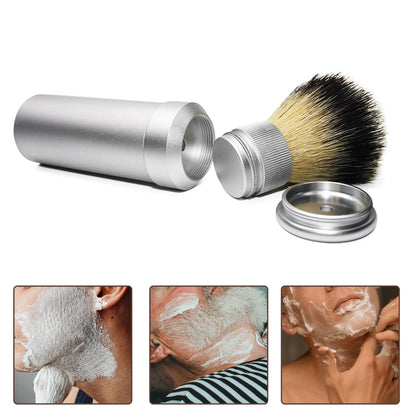 GG Shaving Brush｜Portable｜Nylon Hair｜Silver Aluminum Alloy Handle